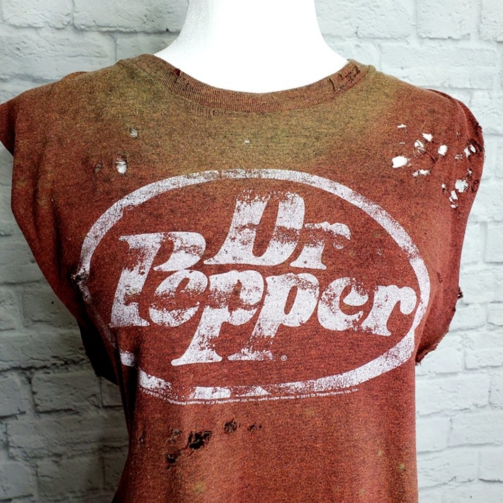 HANDMADE | Distressed Graphic Tee | Dr Pepper | Grunge Muscle Shirt | Medium